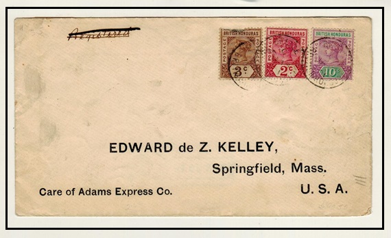 BRITISH HONDURAS - 1901 15c rated cover to USA used at BELIZE.