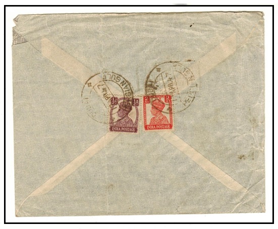 BR.P.O.IN E.A. - 1947 2 1/2a rate cover used in DUBAI.