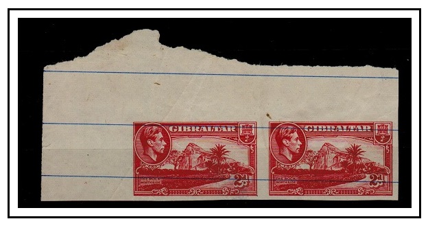GIBRALTAR - 1938 2d IMPERFORATE PLATE PROOF pair.