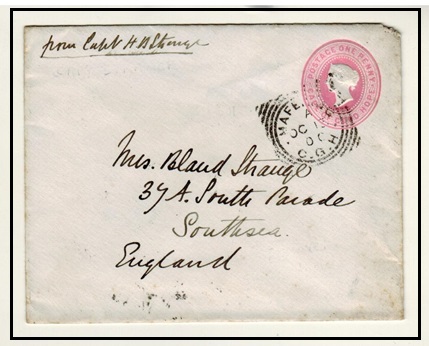 BECHUANALAND - 1900 use of Cape 1d pink PSE to UK used at MAFEKING.