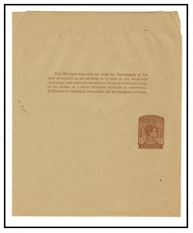 GRENADA - 1949 1/2c brown postal stationery wrapper mint.  H&G 12.