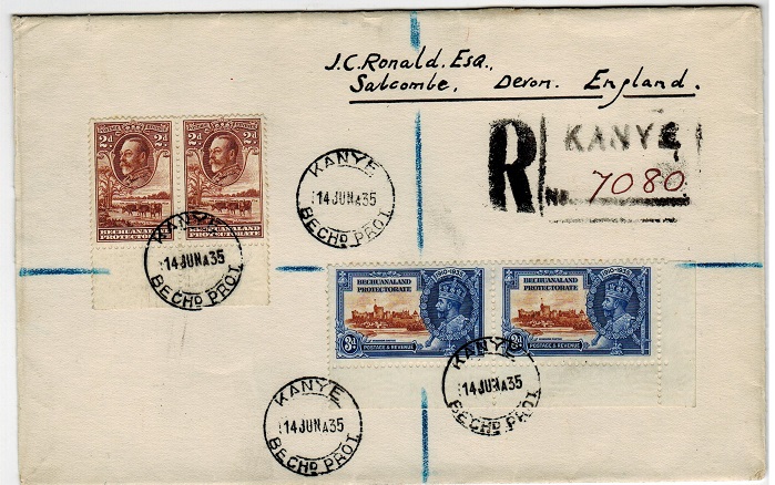 BECHUANALAND - 1935 registered cover to UK with 3d 