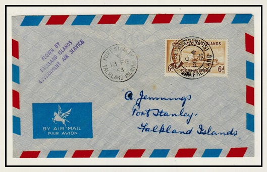 FALKLAND ISLANDS - 1953 6d rate 