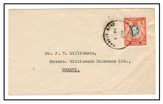 K.U.T. - 1948 20c rate local cover used at MWADUI MINE.