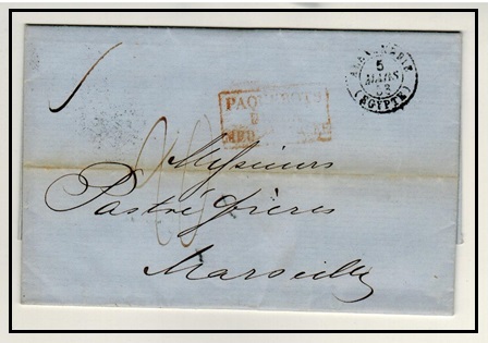 EGYPT - 1858 stampless entire to France cancelled ALEXANDRIE/EGYPT and with PAQUEBOTS h/s.