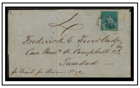 BARBADOS - 1856 (1d) rated entire to Trinidad.