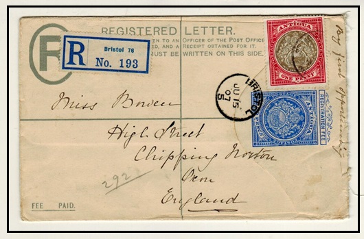 ANTIGUA - 1903 2d ultramarine RPSE uprated to UK.  H&G 1.