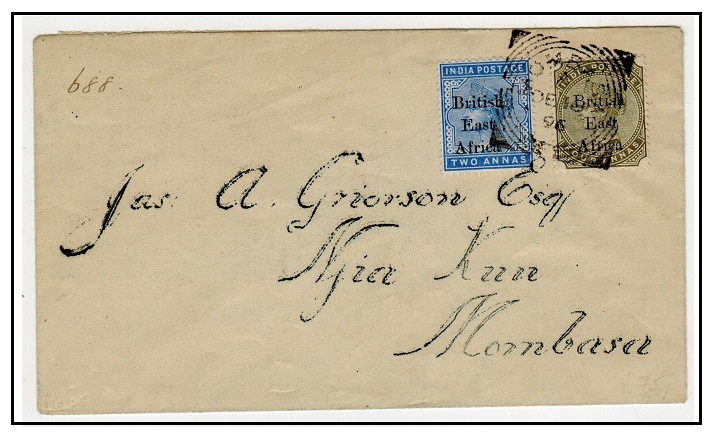 BRITISH EAST AFRICA - 1896 6a rate cover to Mombasa.