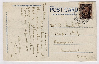 CANADA - 1933 use of picture postcard cancelled by C&V R.P.O. railway strike.