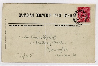 CANADA - 1907 use of picture postcard cancelled by C.P.R.Y. PT.ARTHUR railway strike.