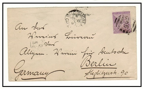 CAPE OF GOOD HOPE - 1890 6d rate cover to Germany used at 