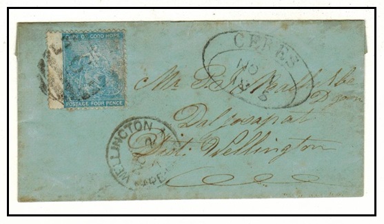 CAPE OF GOOD HOPE - 1875 4d rate local cover used at 