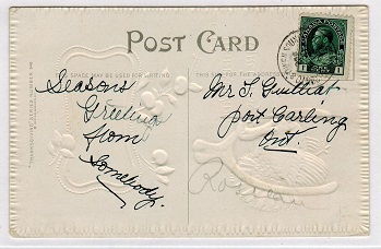 CANADA - 1912 use of picture postcard cancelled by TORONTO & OWEN SOUND R.P.O. strike.