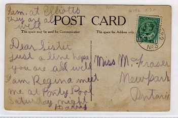CANADA - 1911 use of picture postcard cancelled by WPG & MAUW R.P.O./No.3 railway strike.