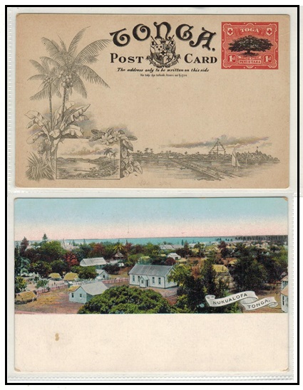 TONGA - 1906 1d coloured illustrated PSC unused.  H&G 1(1).