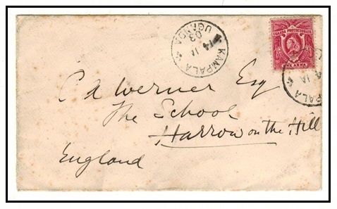 UGANDA - 1903 1a rate cover to UK used at KAMPALA/UGANDA.