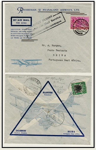 NYASALAND - 1936 first flight cover to Beira.