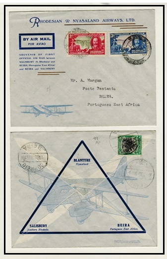 SOUTHERN RHODESIA - 1935 first flight cover from Salisbury to Beira.