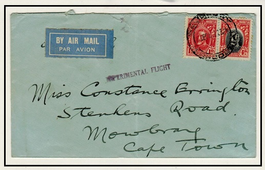 SOUTHERN RHODESIA - 1931 first flight cover from Salisbury to Cape Town.