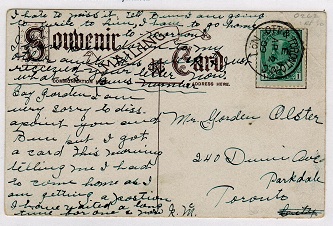 CANADA - 1909 use of picture postcard cancelled by OTT & TORONTO MC/No.1 railway strike.