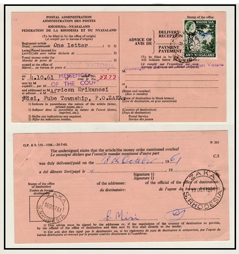 RHODESIA AND NYASALAND - 1961 