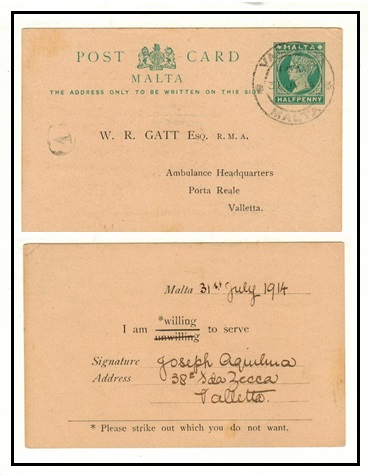 MALTA - 1901 1/2d green PSC for 