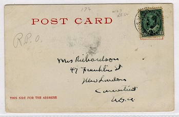 CANADA - 1905 use of picture postcard cancelled by  C & V R.P.O.  B.C. railway strike.