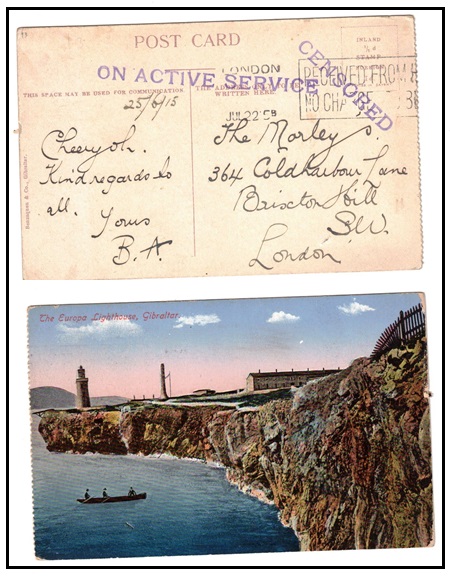 GIBRALTAR - 1915 stampless 