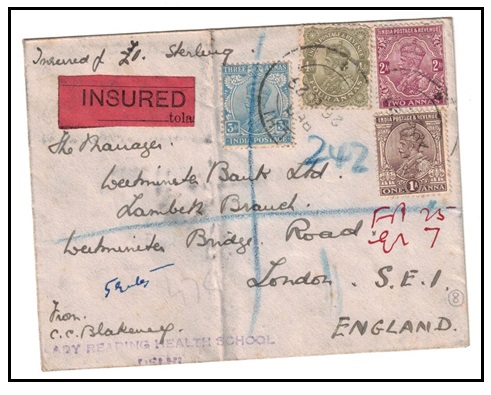 INDIA - 1929 10a rate registered