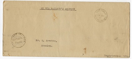 FALKLAND ISLANDS - 1950 OFFICIAL PAID local cover to Stanley.