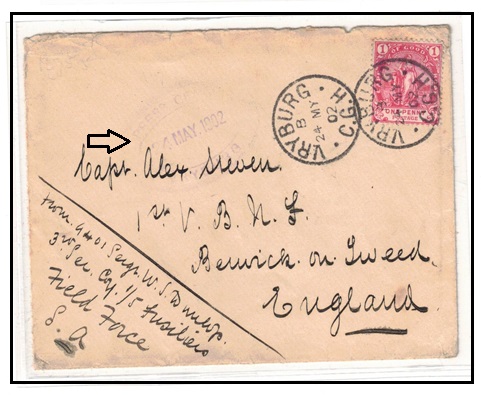 BECHUANALAND - 1902 1d rate soldiers letter to UK used at VRYBURG.