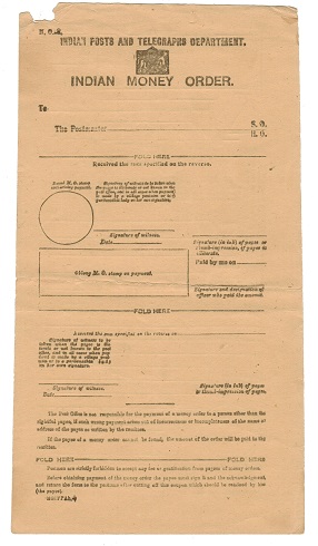 India British Commonwealth Postal History Specialists Steve Drewett India 1940 S Circa Black On Buff Crested Unused Indian Money Order