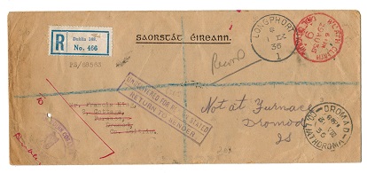 IRELAND - 1936 BLATH CLIATH/9/OFFICIAL PAID cover sent from LONGPHORT.