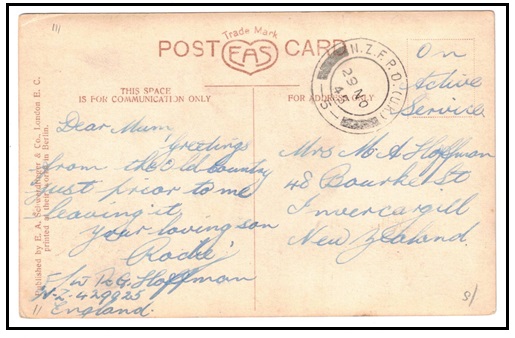 NEW ZEALAND - 1945 stampless 