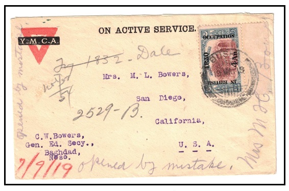 IRAQ - 1919 4an on 1 1/2pi rate 