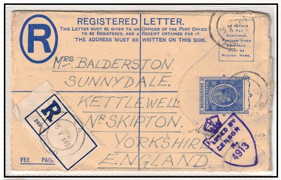 K.U.T. - 1943 30c ultramarine RPSE to UK censored and used at E.A./A.P.O. 66.  H&G 5.