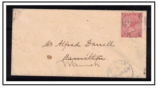 BERMUDA - 1868 1d rate internal cover struck by BERMUDA/H/PAID cds.