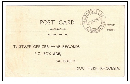 RHODESIA - 1922 use of 