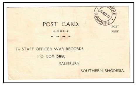 RHODESIA - 1922 use of 