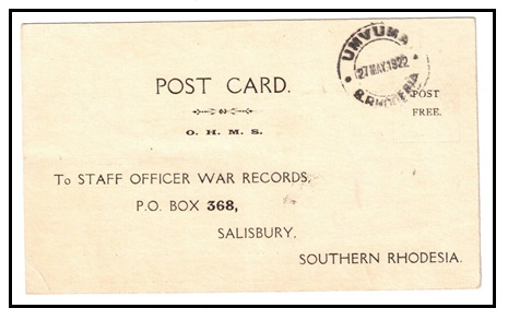 RHODESIA - 1922 use of 
