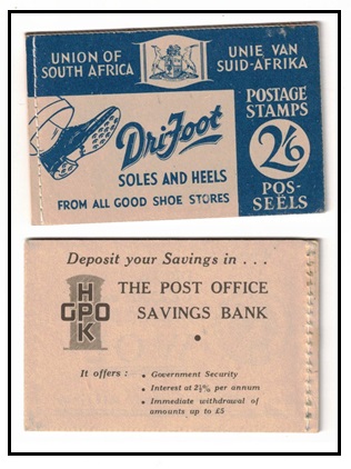 SOUTH AFRICA - 1940 2/6d blue on buff complete booklet. SG SB15a.
