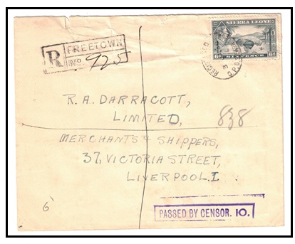 SIERRA LEONE - 1940 6d rate registered 