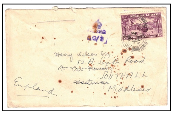 SIERRA LEONE - 1942 1 1/2d rated 
