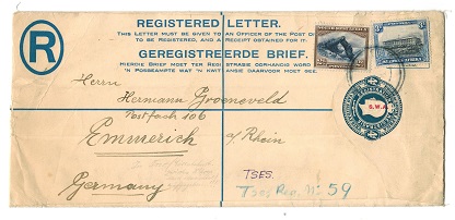 SOUTH WEST AFRICA - 1928 4d blue RPSE uprated used from TSES.  H&G 10a.