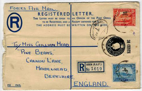 ADEN - 1952 30c on 3a RPS envelope used. H&G 2a.