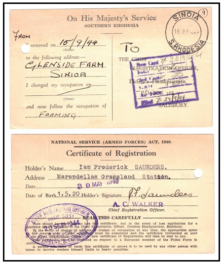 SOUTHERN RHODESIA - 1944 use of O.H.M.S. 