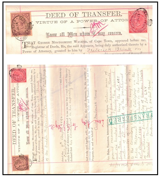 CAPE OF GOOD HOPE - 1897 DEED OF TRANSFER document.