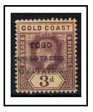 TOGO - 1915 3d purple on yellow (white back) fine mint with SMALL F variety.  SG H38ga.