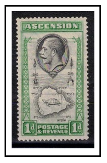 ASCENSION - 1934 1d black and emerald fine mint with TEARDROP flaw. Row 4/5.  SG 22a.
