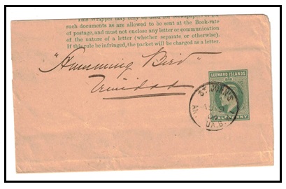ANTIGUA - 1902 1/2d green postal stationery wrapper of Leeward Islands used at ST.JOHNS.  H&G 3.